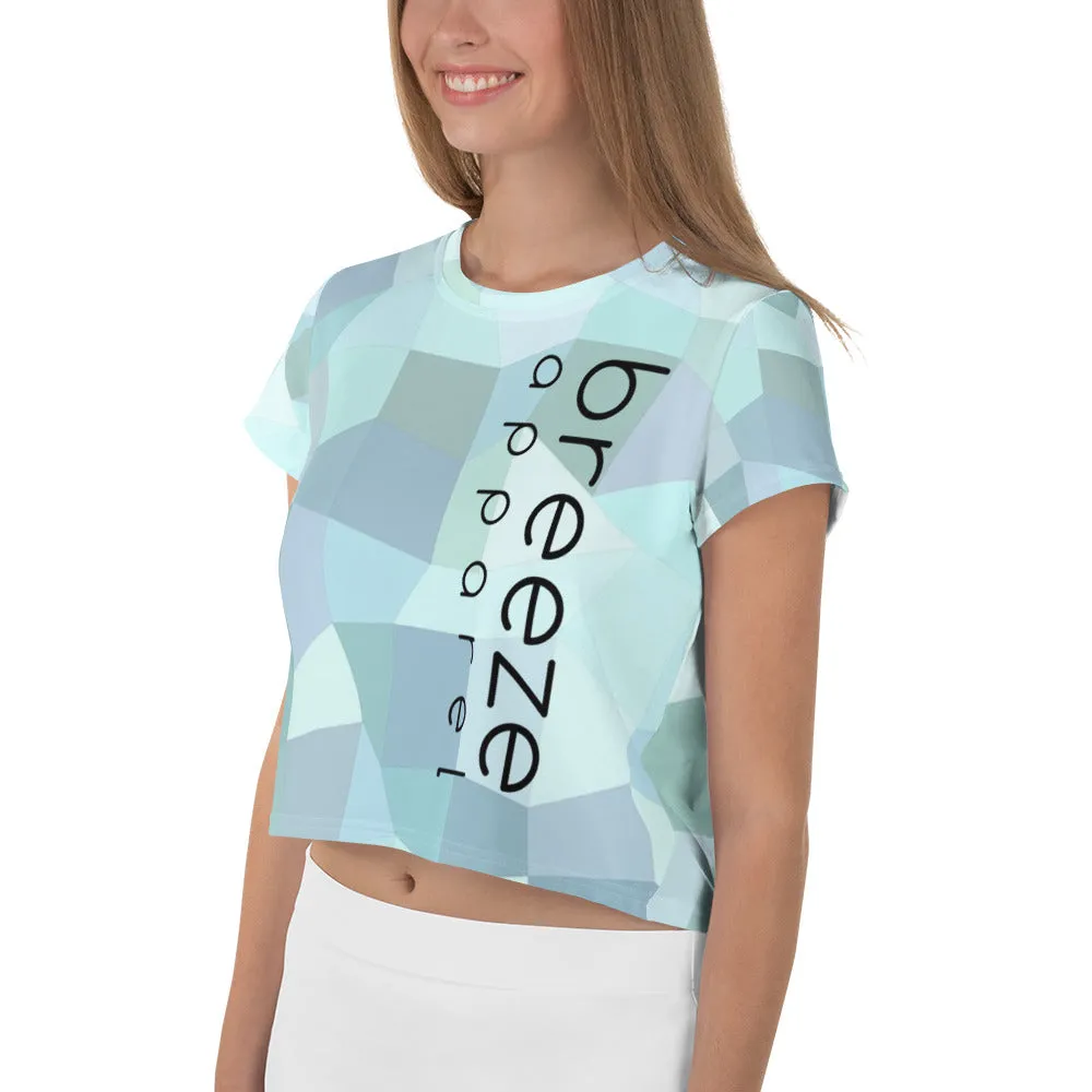 Cyan blue all-over crop top