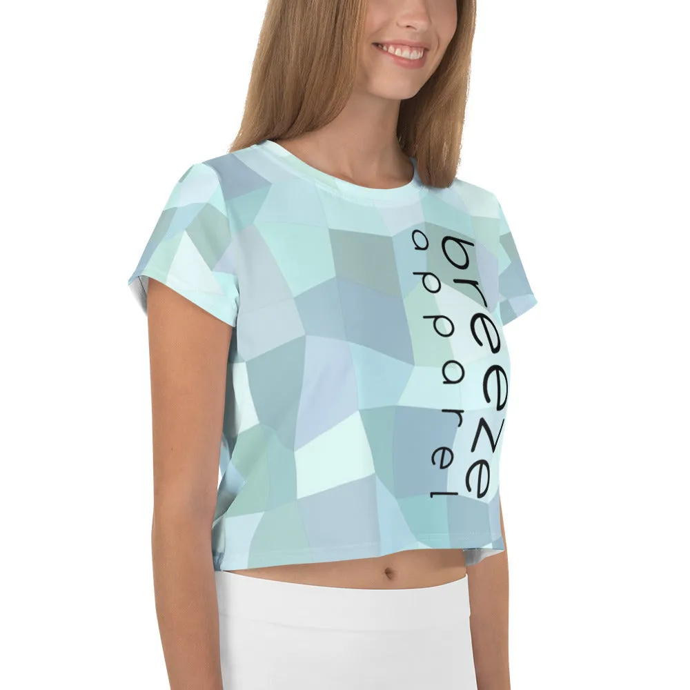 Cyan blue all-over crop top