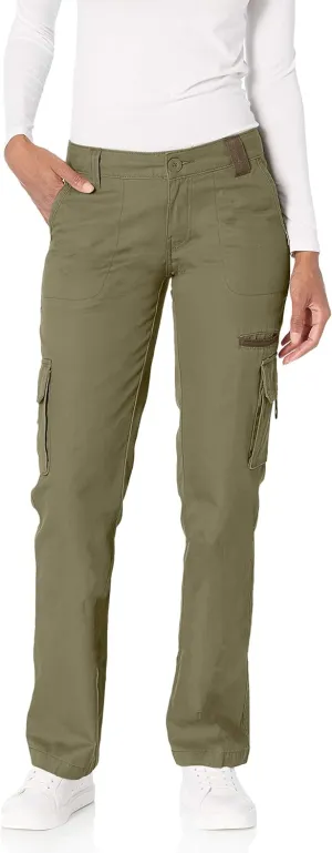 Dickies Women's Relaxed Fit Cargo Pants, Rinsed Grape Leaf Green, 4