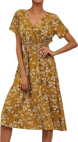 Dresses for Women 2025 Spring Summer Casual Women Dresses Spring Floral Print Women Dresses Spring