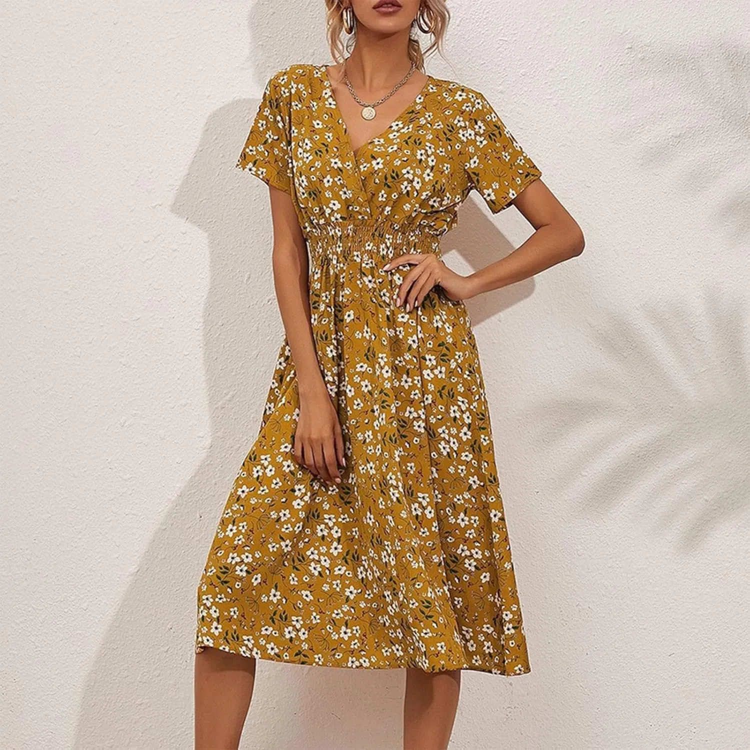 Dresses for Women 2025 Spring Summer Casual Women Dresses Spring Floral Print Women Dresses Spring