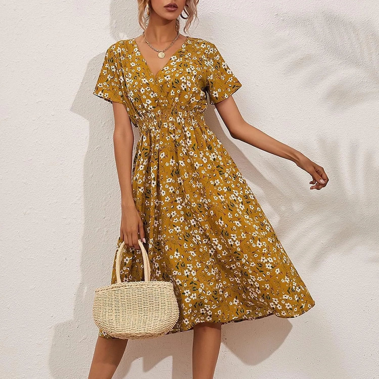 Dresses for Women 2025 Spring Summer Casual Women Dresses Spring Floral Print Women Dresses Spring