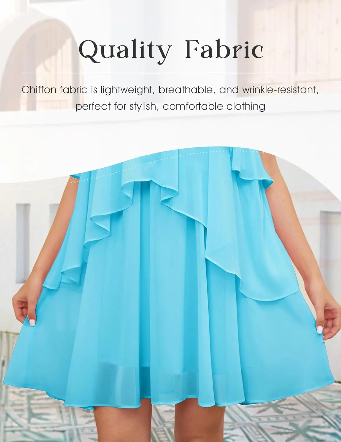 DRESSTELLS Women's Casual Halter Ruffle Tiered Dresses, Beach Wedding Cocktail Party Mini Sundress