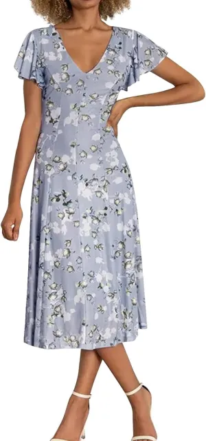 Easter Dress for Women Casual Spring Summer Swing Fitted Maxi Dress Ruffle Short Sleeve Dresses