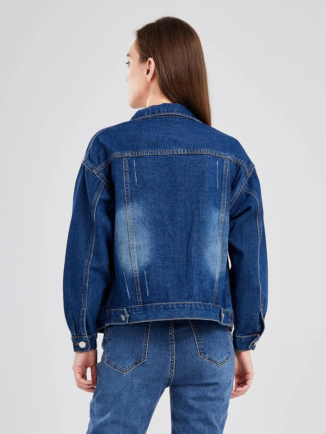 ebossy Women's Candy Color Denim Jacket Relaxed Fit Casual Jean Trucker Jacket