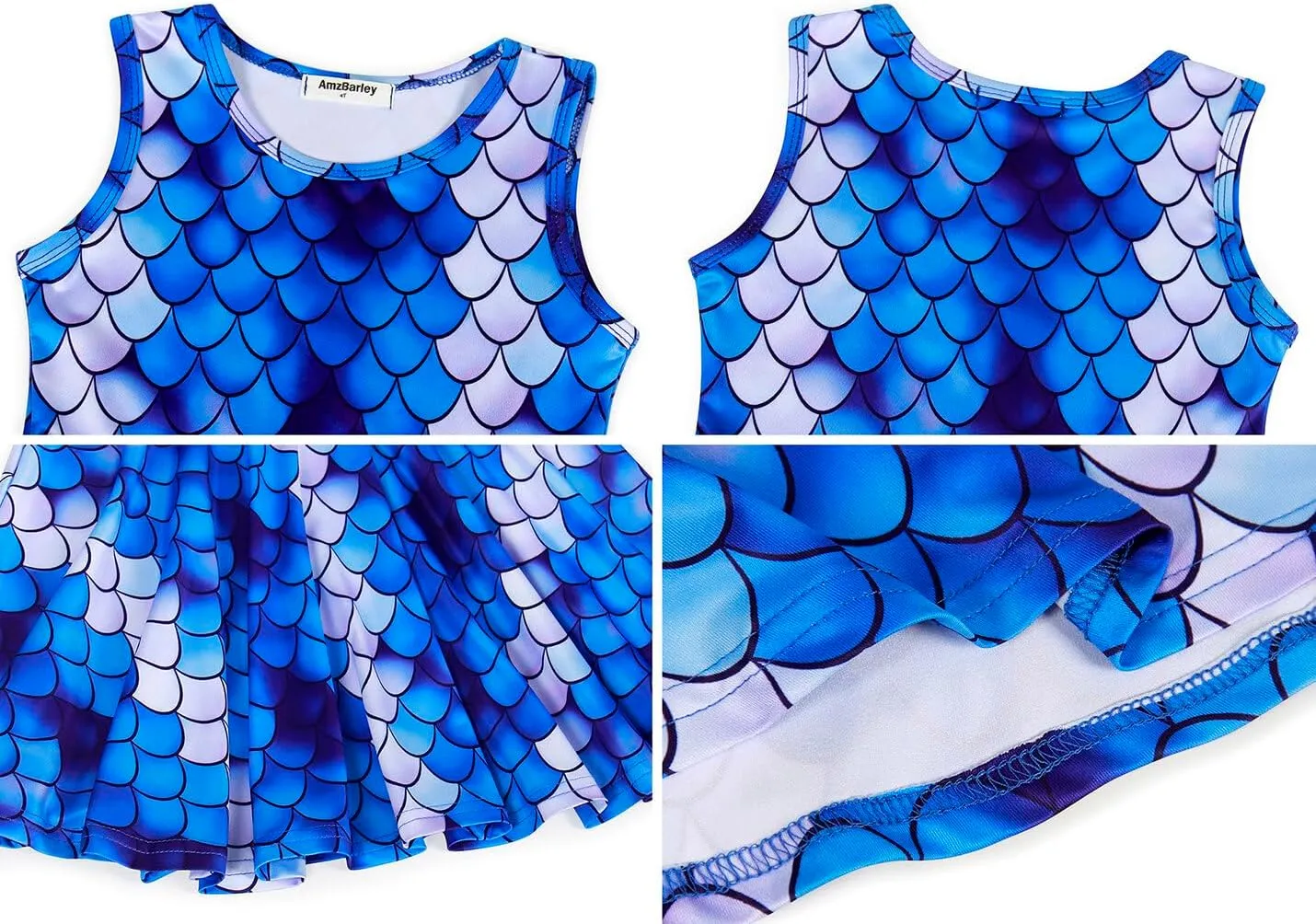 Eledobby Mermaid Dress for Girls Sleeveless Tank Dresses Summer Casual A-Line Swing Sundress Beach Mermaids Outfit