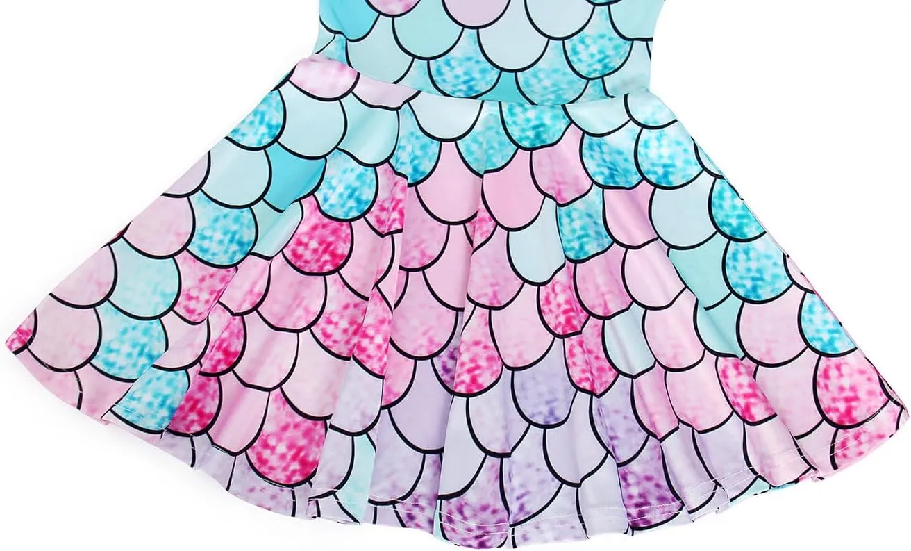 Eledobby Mermaid Dress for Girls Sleeveless Tank Dresses Summer Casual A-Line Swing Sundress Beach Mermaids Outfit