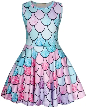 Eledobby Mermaid Dress for Girls Sleeveless Tank Dresses Summer Casual A-Line Swing Sundress Beach Mermaids Outfit