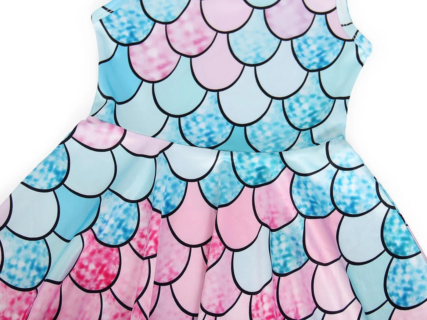 Eledobby Mermaid Dress for Girls Sleeveless Tank Dresses Summer Casual A-Line Swing Sundress Beach Mermaids Outfit