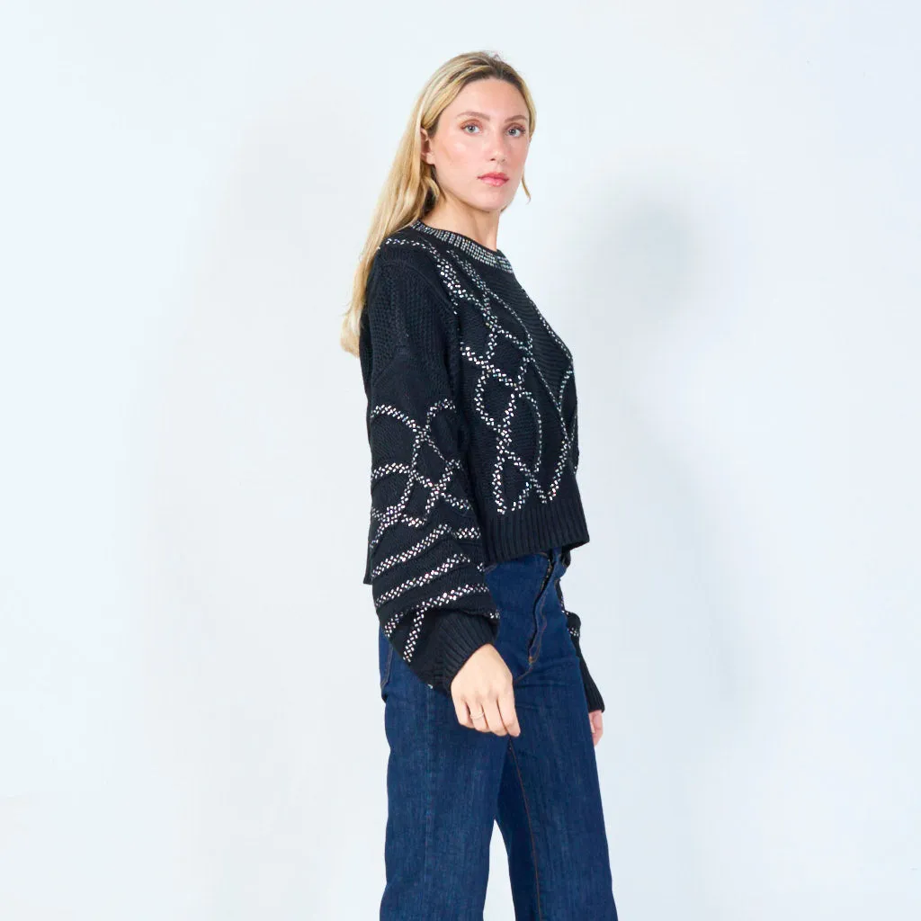 Elegant patterned knit sweater wholesale