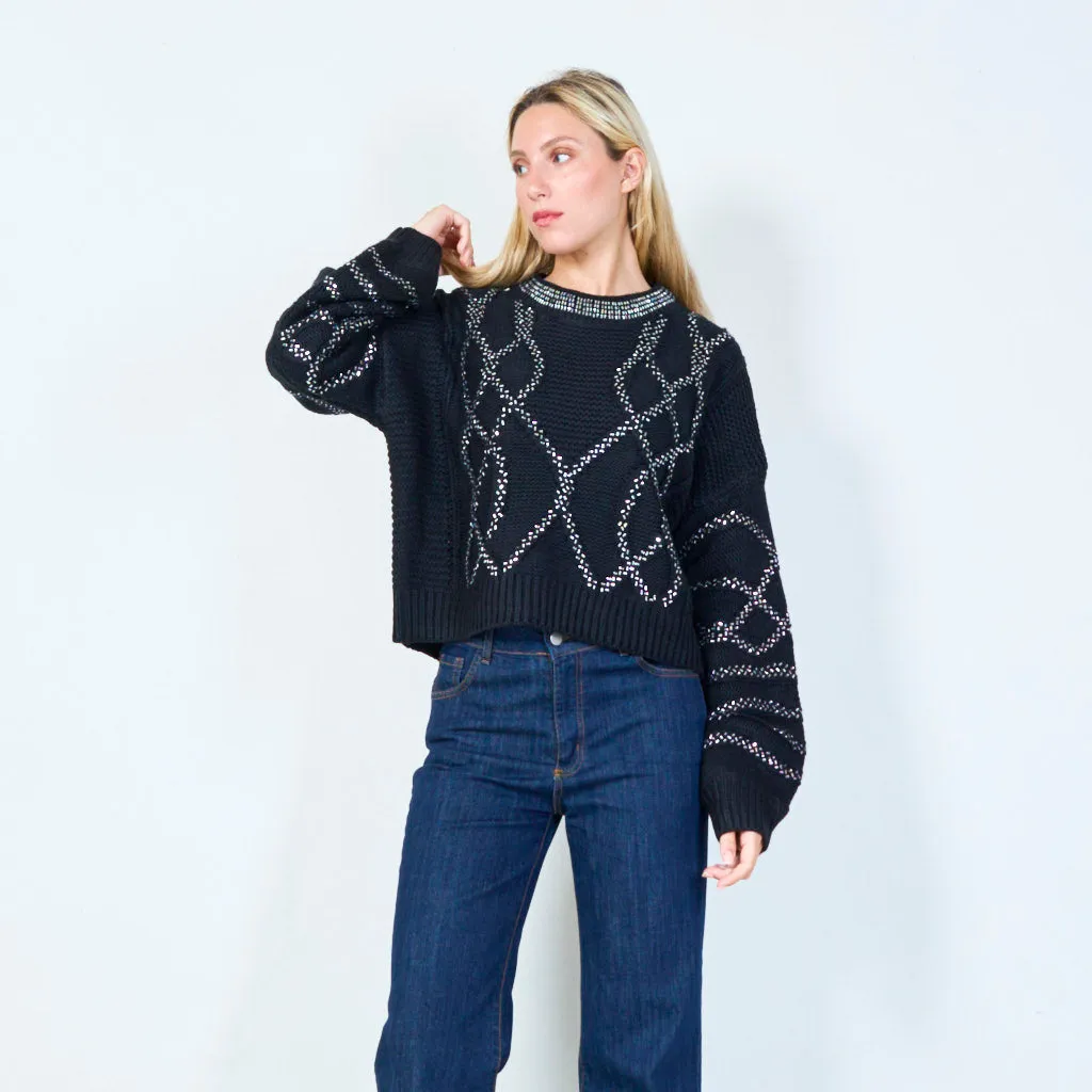 Elegant patterned knit sweater wholesale