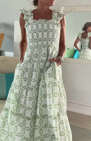 Elizabeth Smocked Ruffle Sleeve Midi Dress