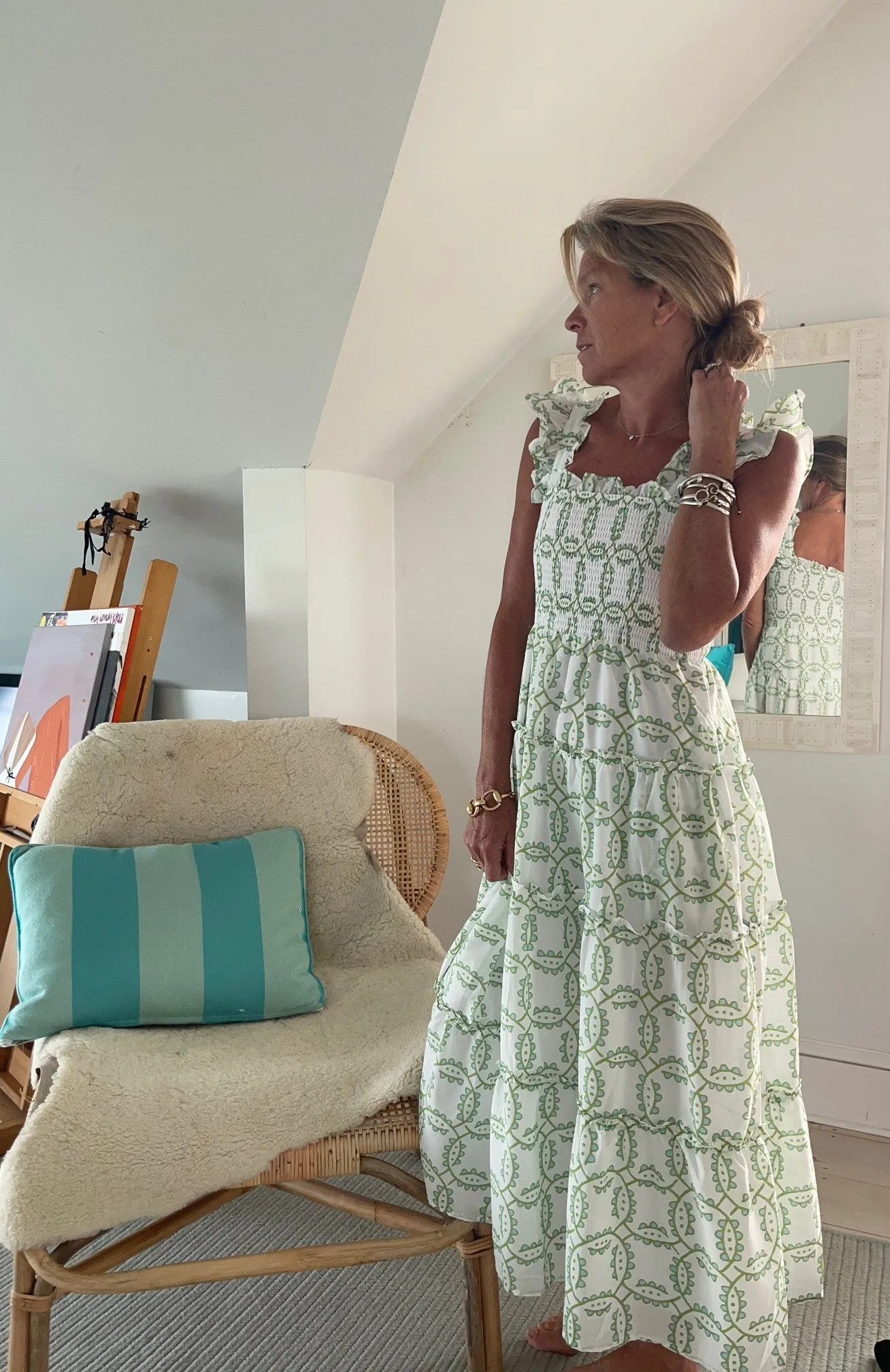 Elizabeth Smocked Ruffle Sleeve Midi Dress