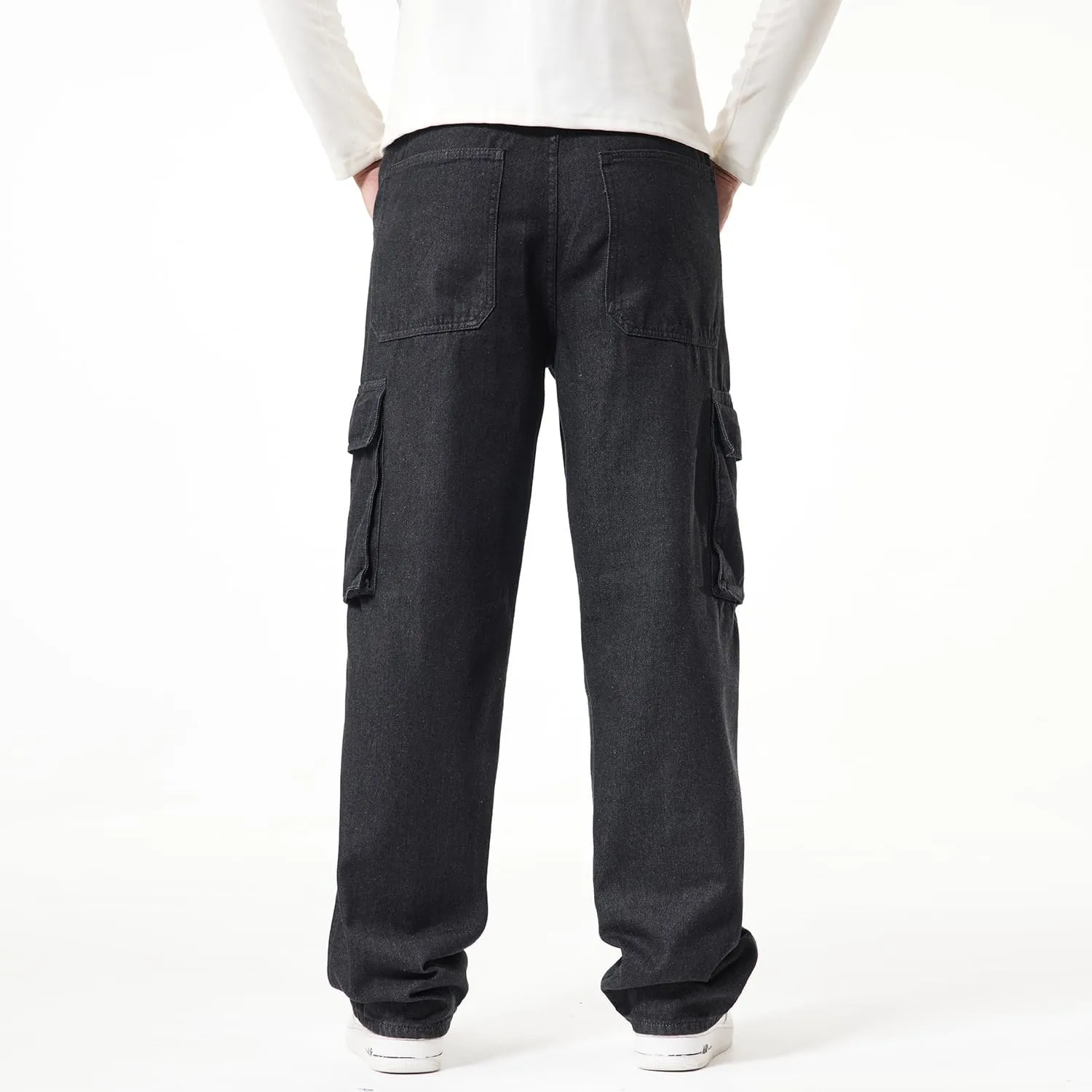EnllerviiD Men's Baggy Cargo Jeans Straight Relaxed Fit Denim Work Pants Wide Leg Streetwear