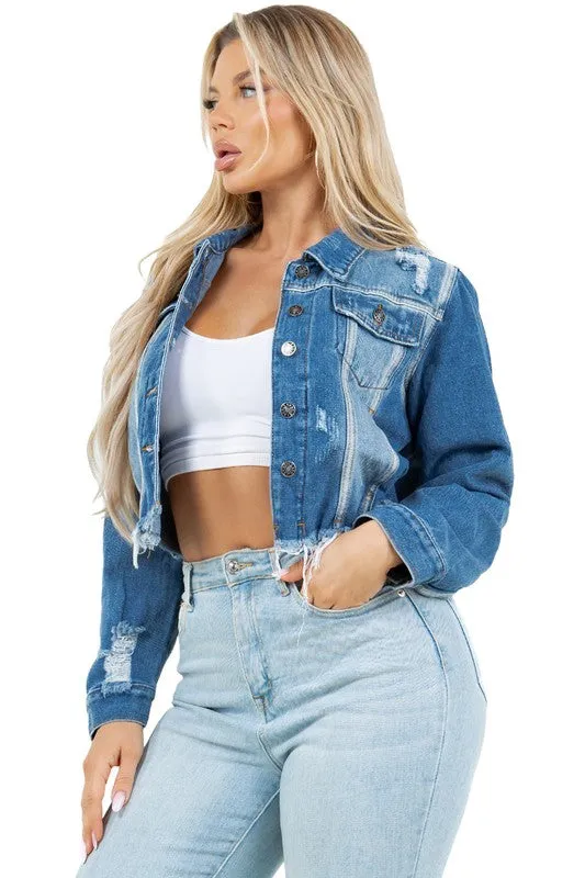 Fashion Crop Denim Trucker Jacket
