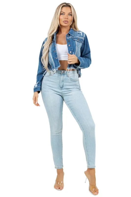 Fashion Crop Denim Trucker Jacket