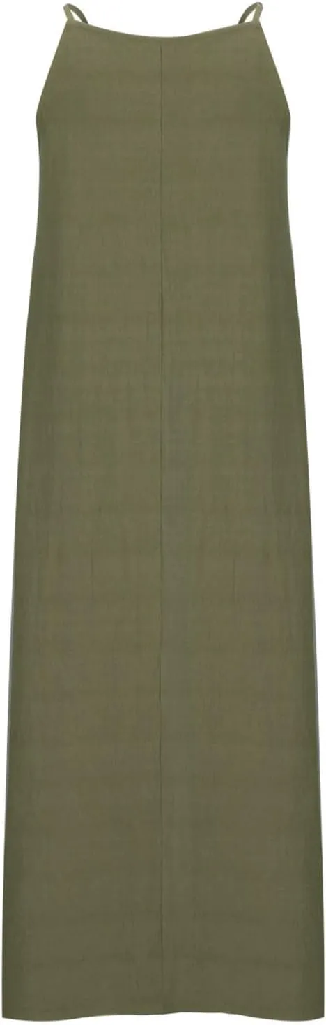 Firzero Womens Casual Tank Dress 2024 Summer Crewneck Sleeveless Sundress Cotton Linen Long Dresses Flowy Maxi Beach Dress