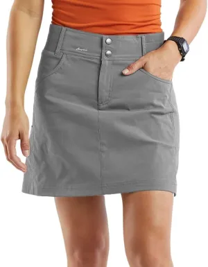 Fisoew Womens Golf Hiking Skorts Casual Relaxed Fit 18'' Athletic Mid Rise Tennis Skirts with Shorts Pockets Grey