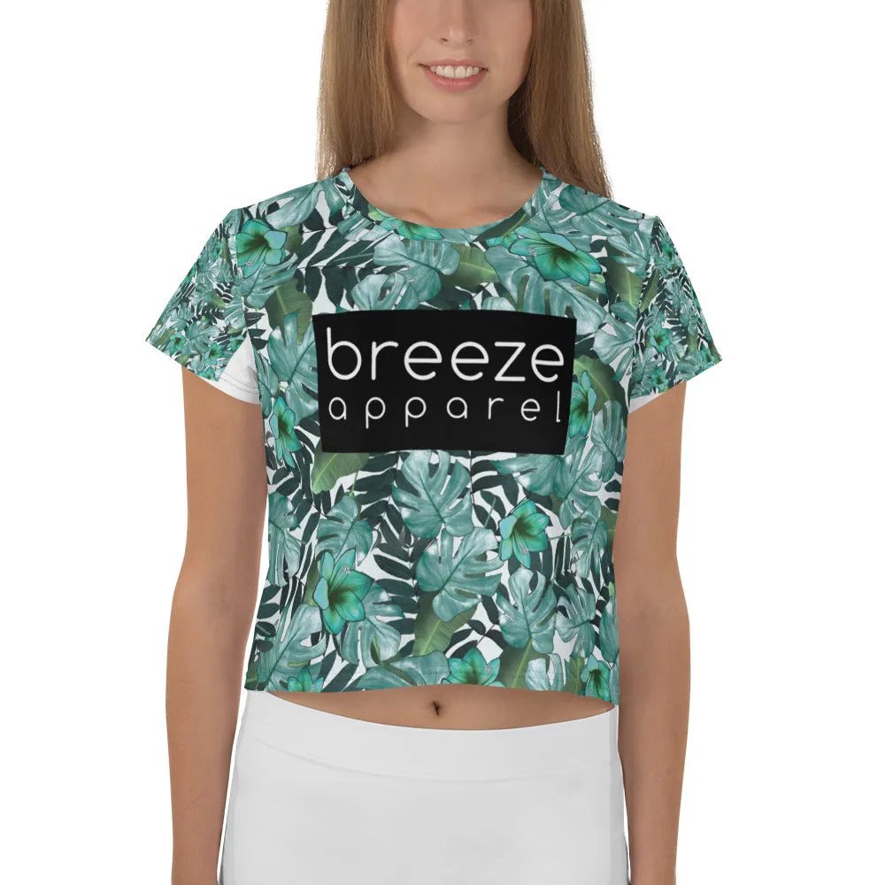 'Flora Verde' all-over crop top