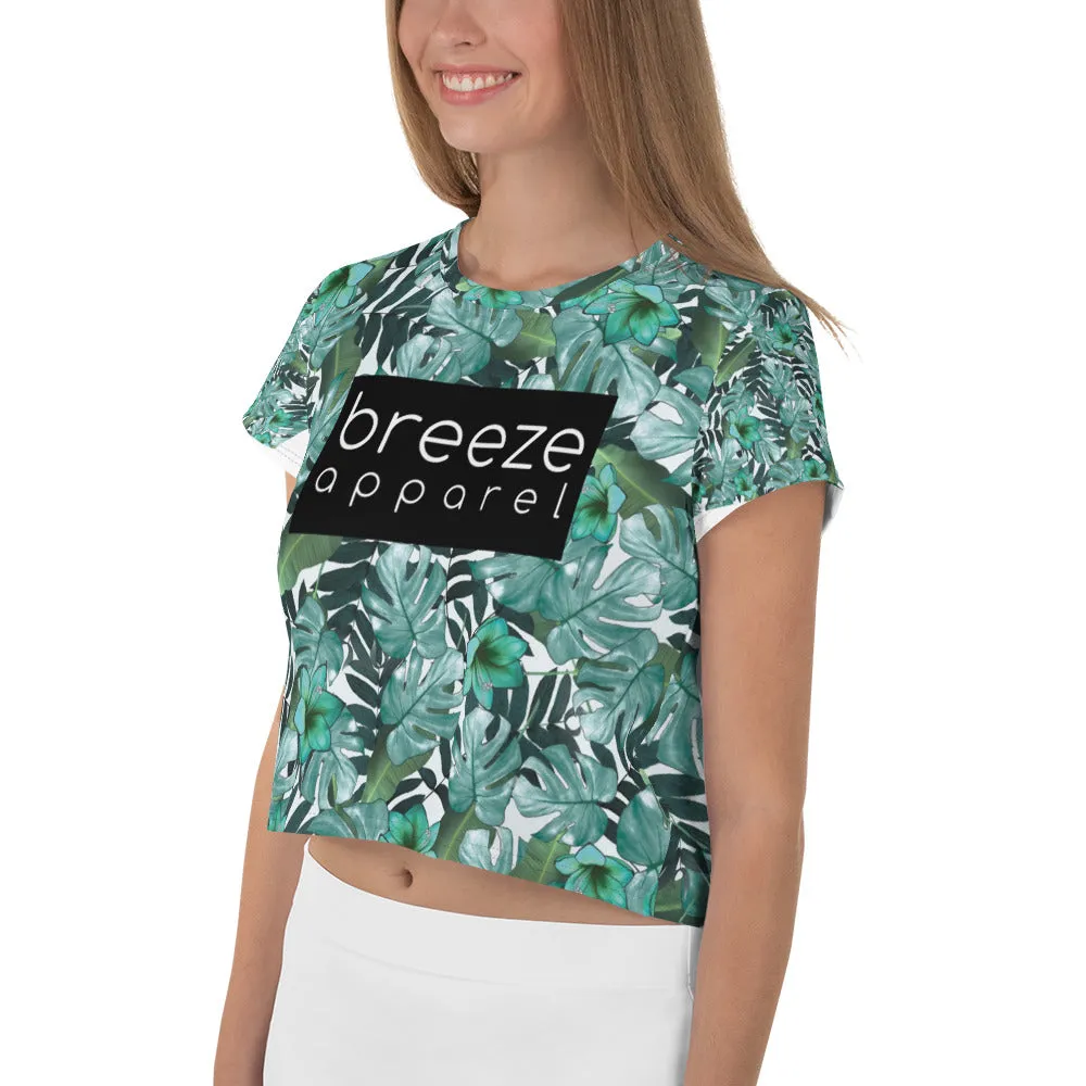 'Flora Verde' all-over crop top