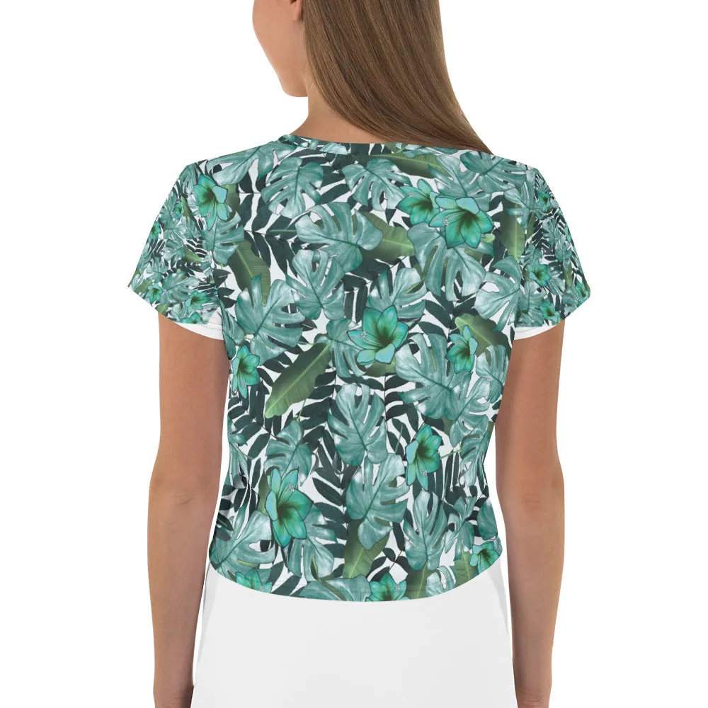 'Flora Verde' all-over crop top