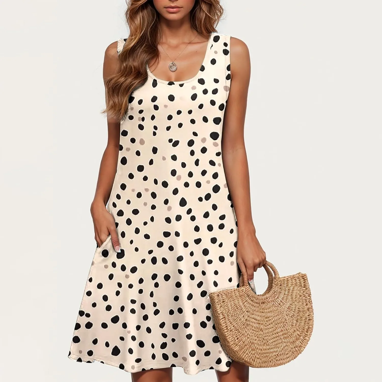 Floral Dresses for Women 2025 Summer Sleeveless Beach Dresses Casual Boho Flowy Party Dress Swing A-Line Sundress
