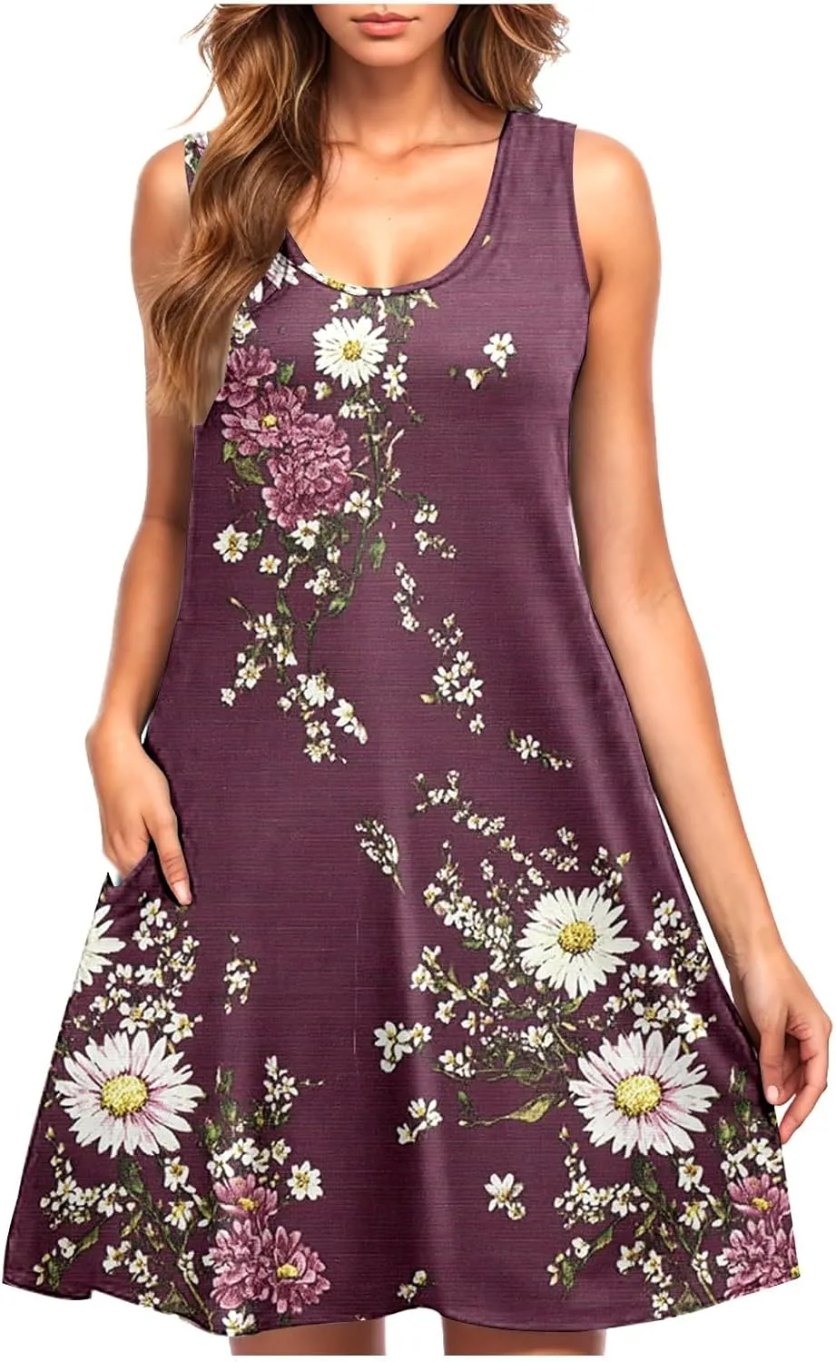 Floral Dresses for Women 2025 Summer Sleeveless Beach Dresses Casual Boho Flowy Party Dress Swing A-Line Sundress