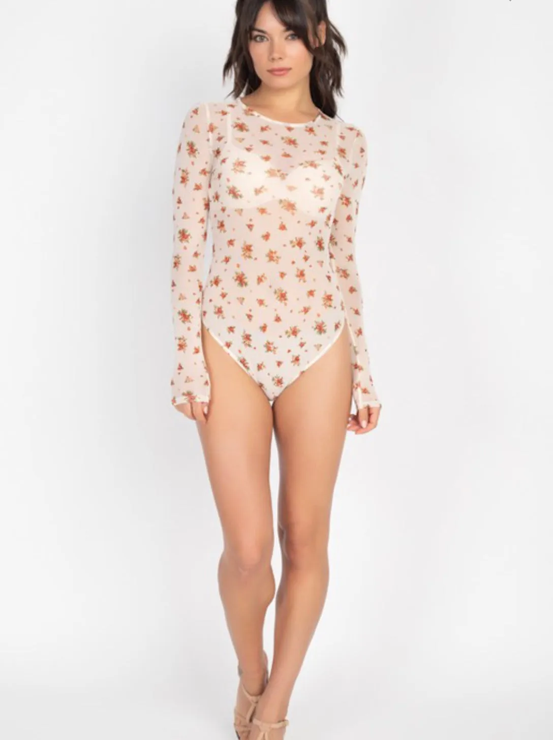 Floral Mesh Bodysuit- Last One!