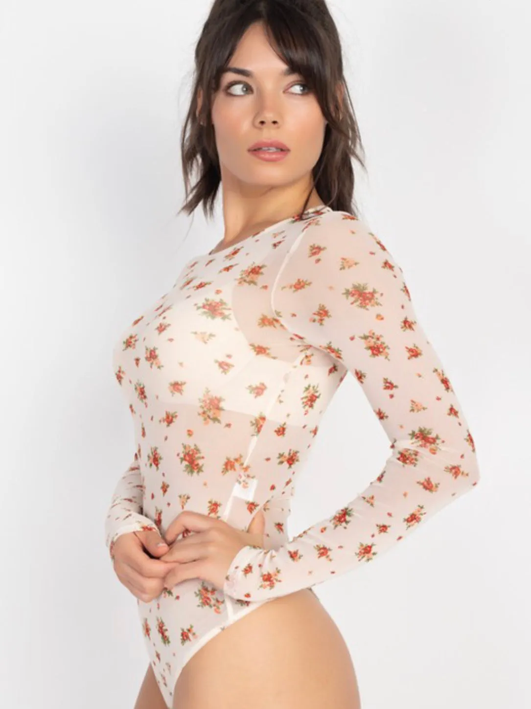 Floral Mesh Bodysuit- Last One!
