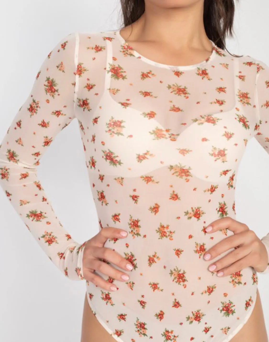 Floral Mesh Bodysuit- Last One!