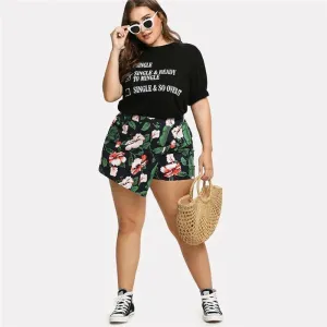 Floral Print Boho Shorts High Waist Skirt