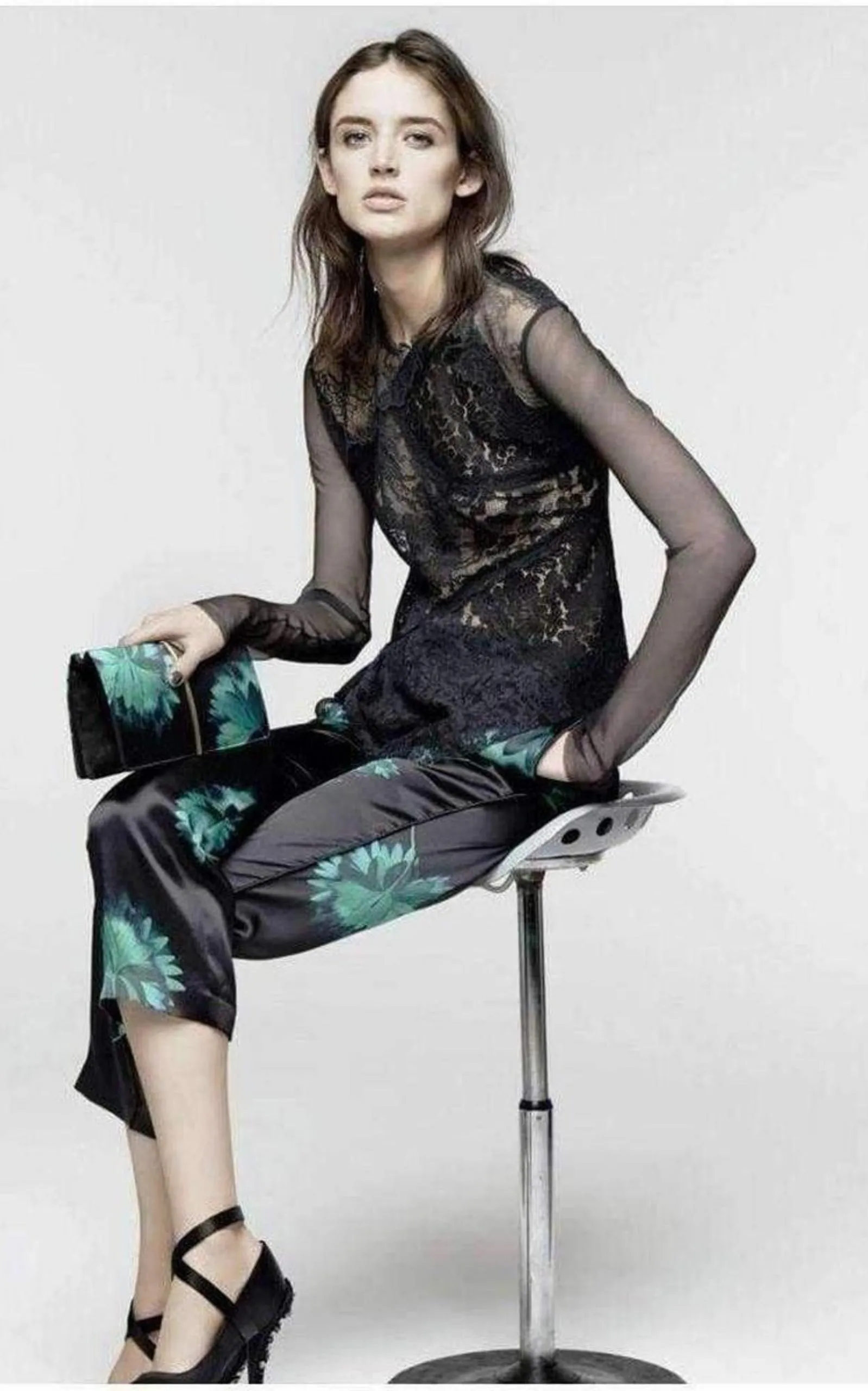 Floral Printed Silk Trousers