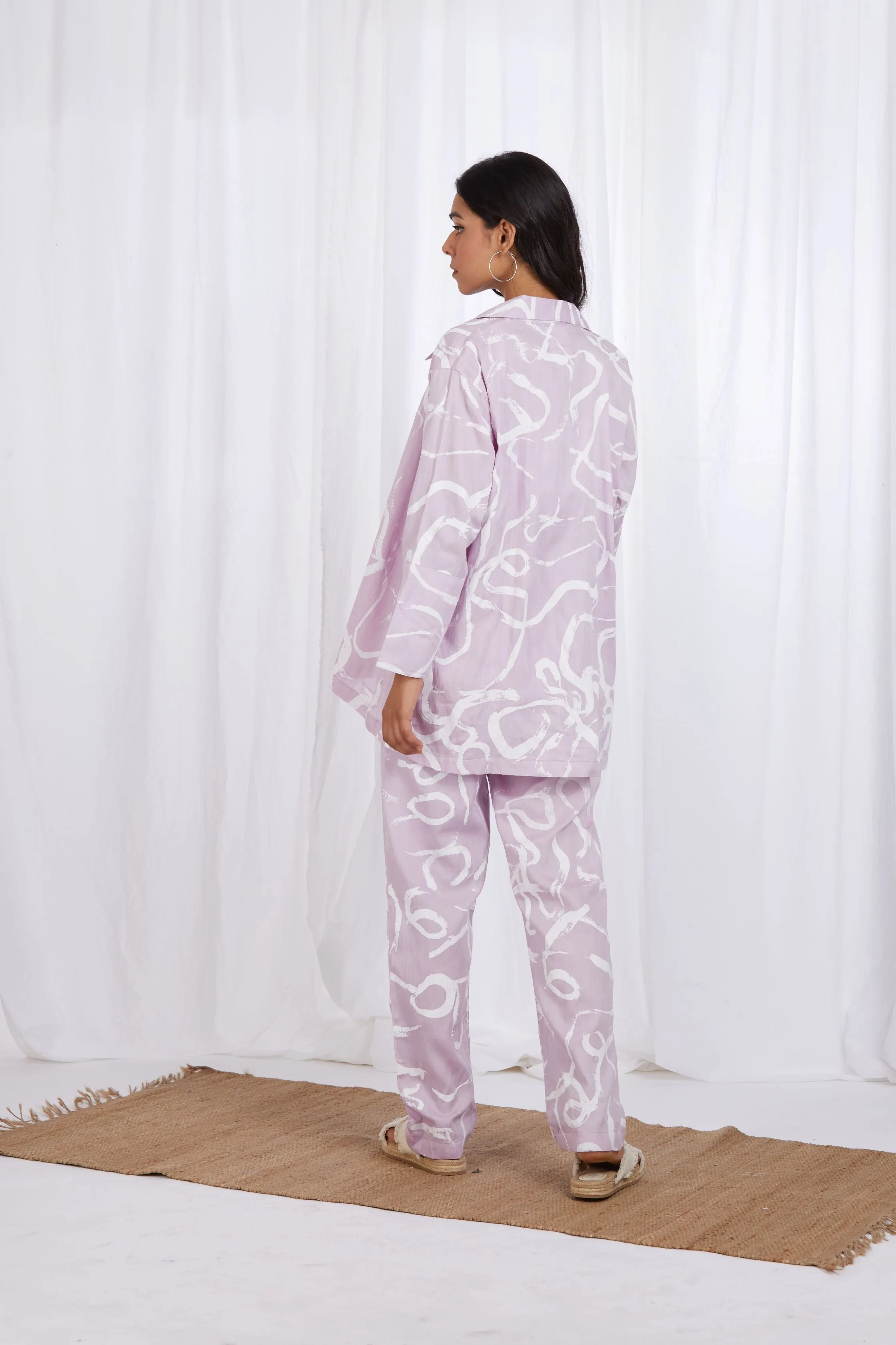 Florence Pants in Lilac Brush Stroke