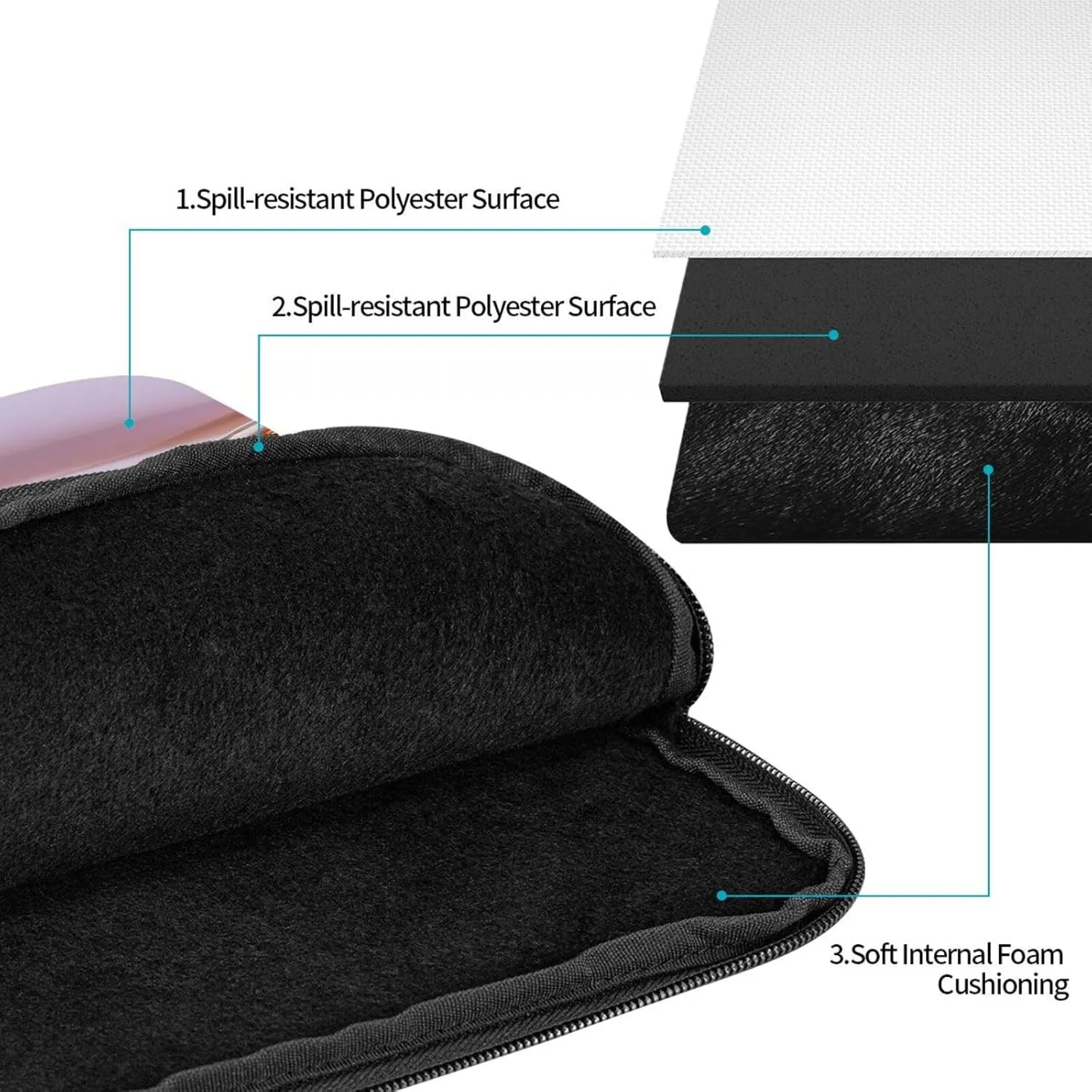 Flowing Metallic Laptop Sleeve Case 15 Inch Suitable for Notebook Computer Tablet Traveling Carrying Simple Case