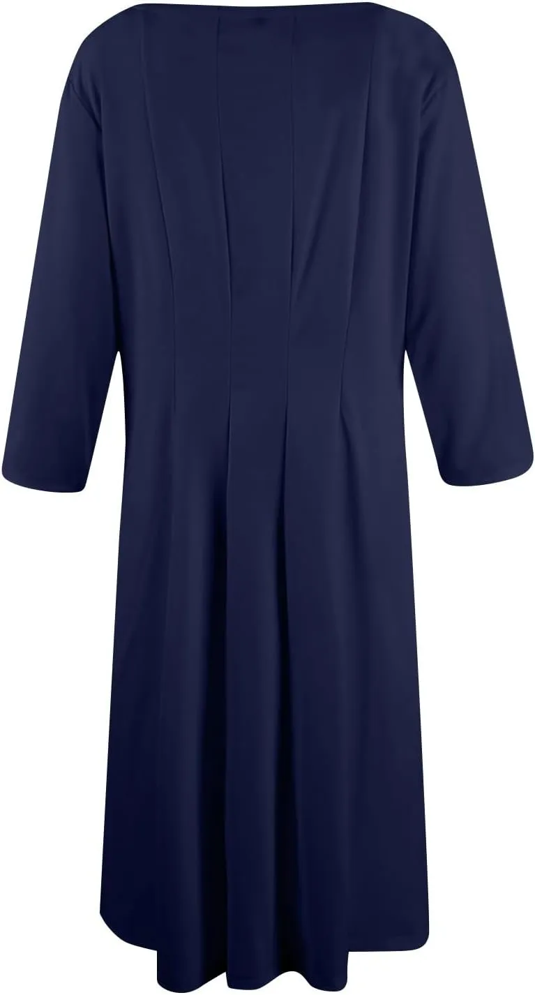 Formal Dresses for Women Plus 3/4 Sleeve Solid Flowy Vintage Midi Summer Spring Casual Swing Dress