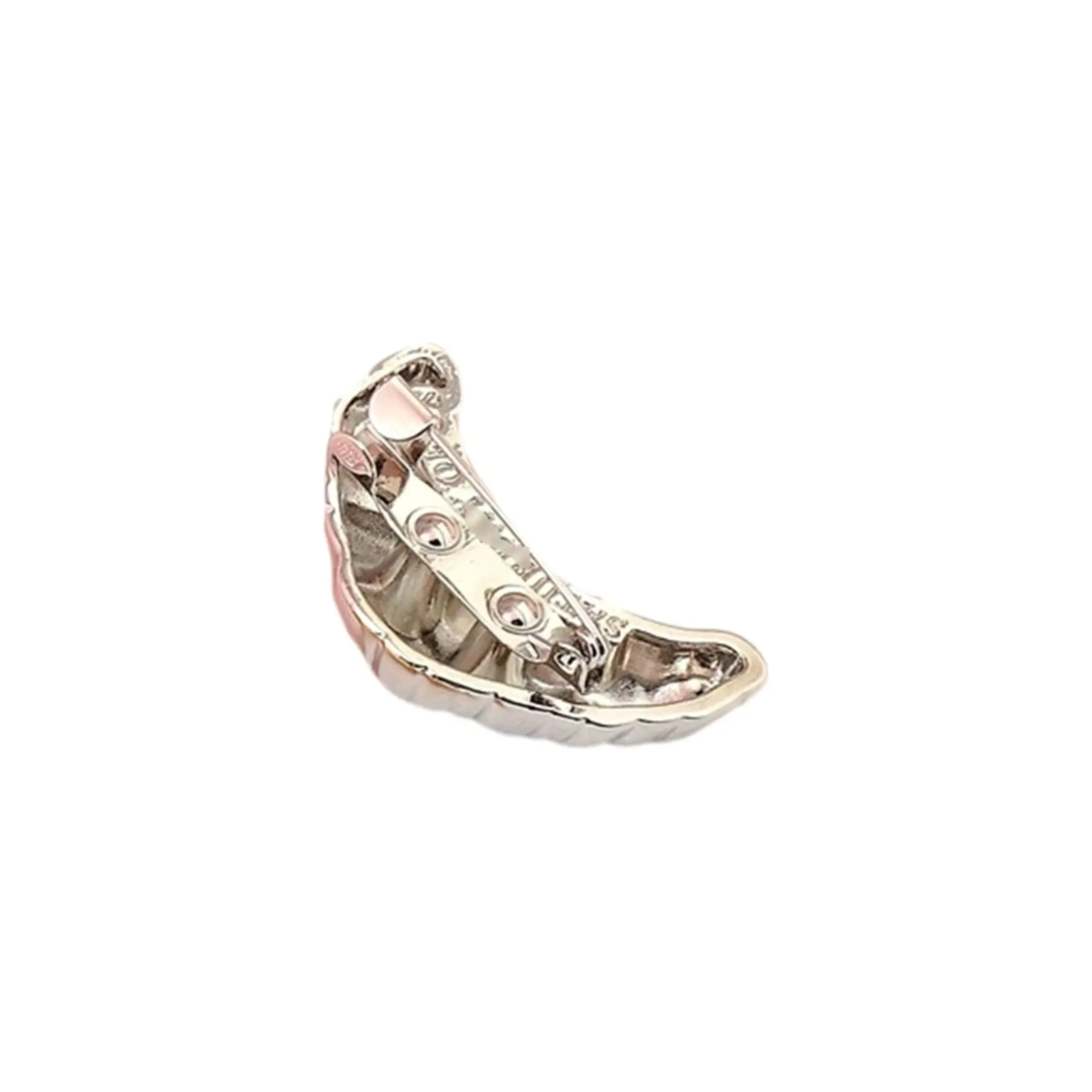 French Croissant Brooch in Gold & Silver 1.4" Metal Pin for Food Lovers