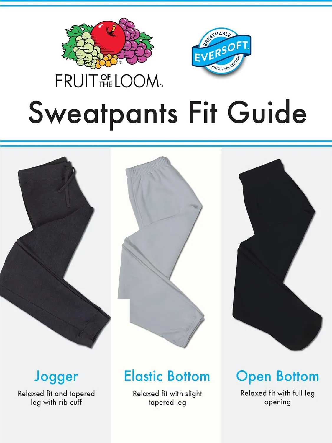 Fruit of the Loom Eversoft Fleece Joggers with Pockets, Relaxed Fit, Moisture Wicking, Breathable, Tapered Sweatpants