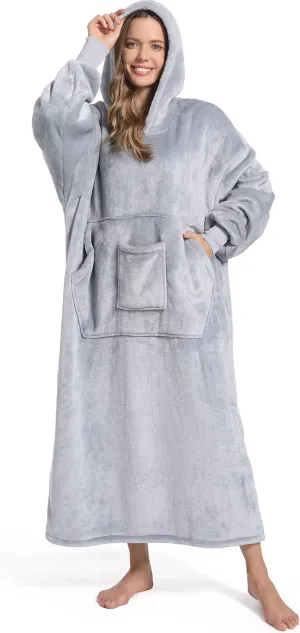 FUSSEDA Oversized Wearable Blanket Sweatshirt, Thick Warm Fleece Cozy Sherpa Hooded with Pockets and Sleeves Gift for Adult