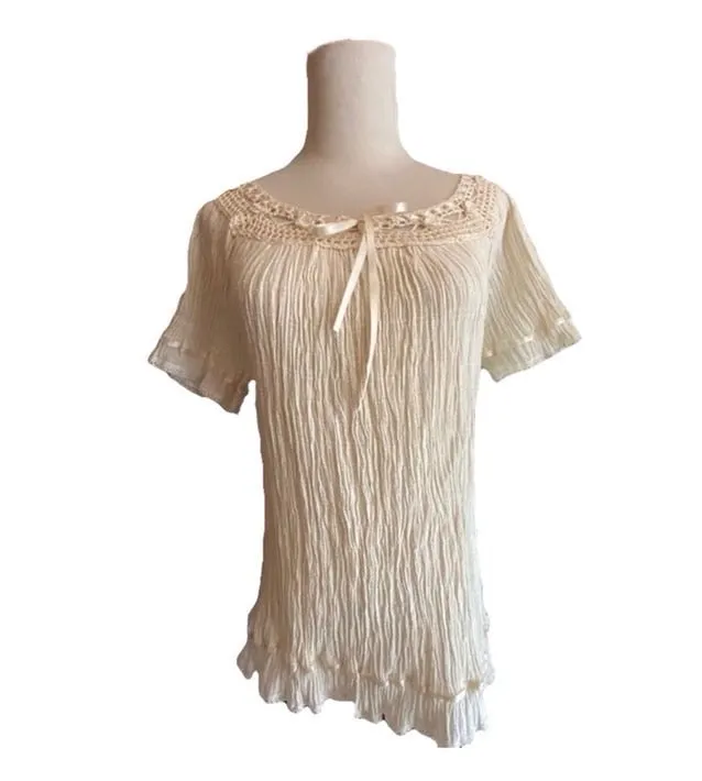 Gauzy Crochet Collar Top