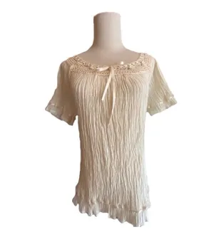Gauzy Crochet Collar Top