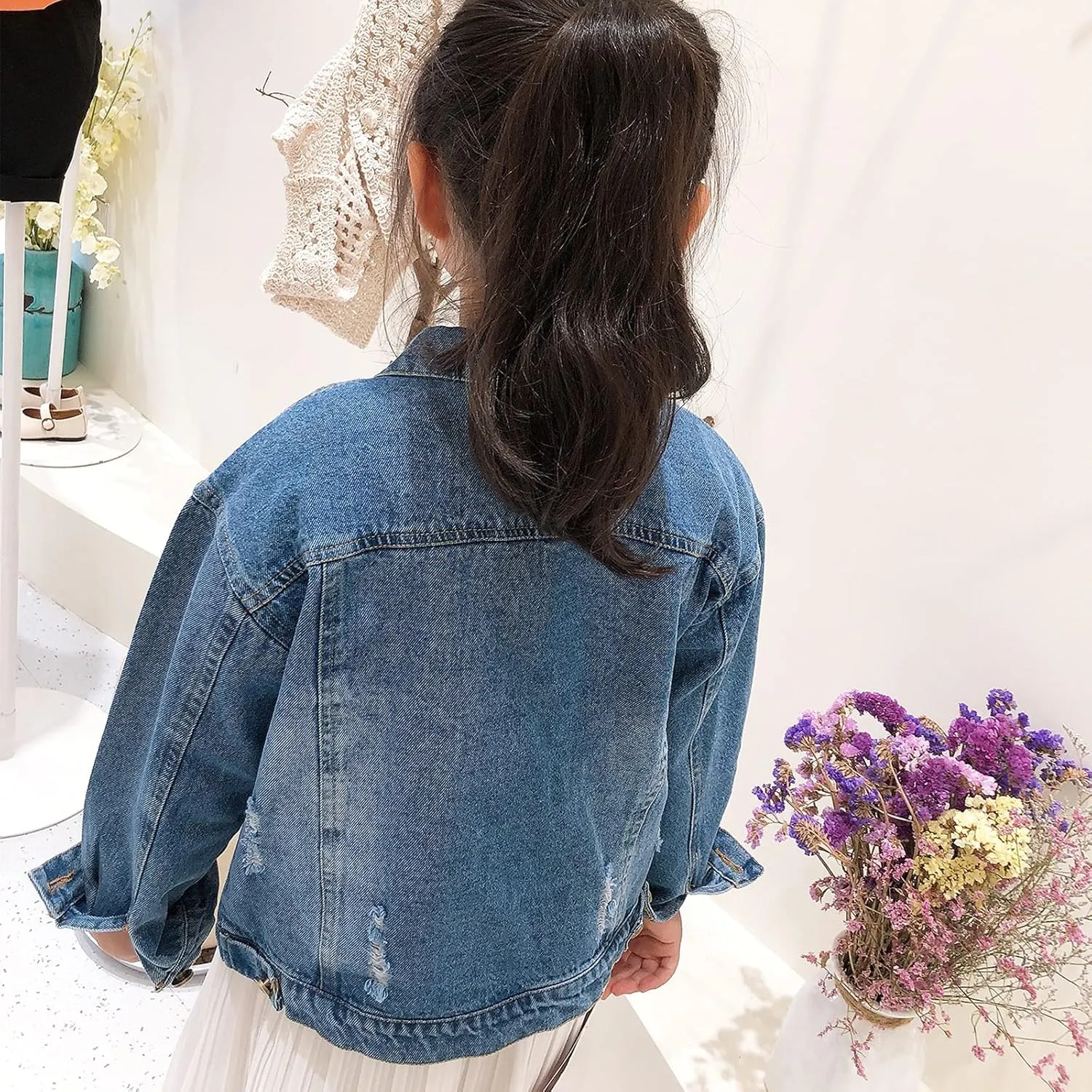 Girls Boys Jean Jacket for (4-14 Years Kids) Trendy Cozy Soft Ripped Denim Coat Casual Outerwear School Travel Teen Gift
