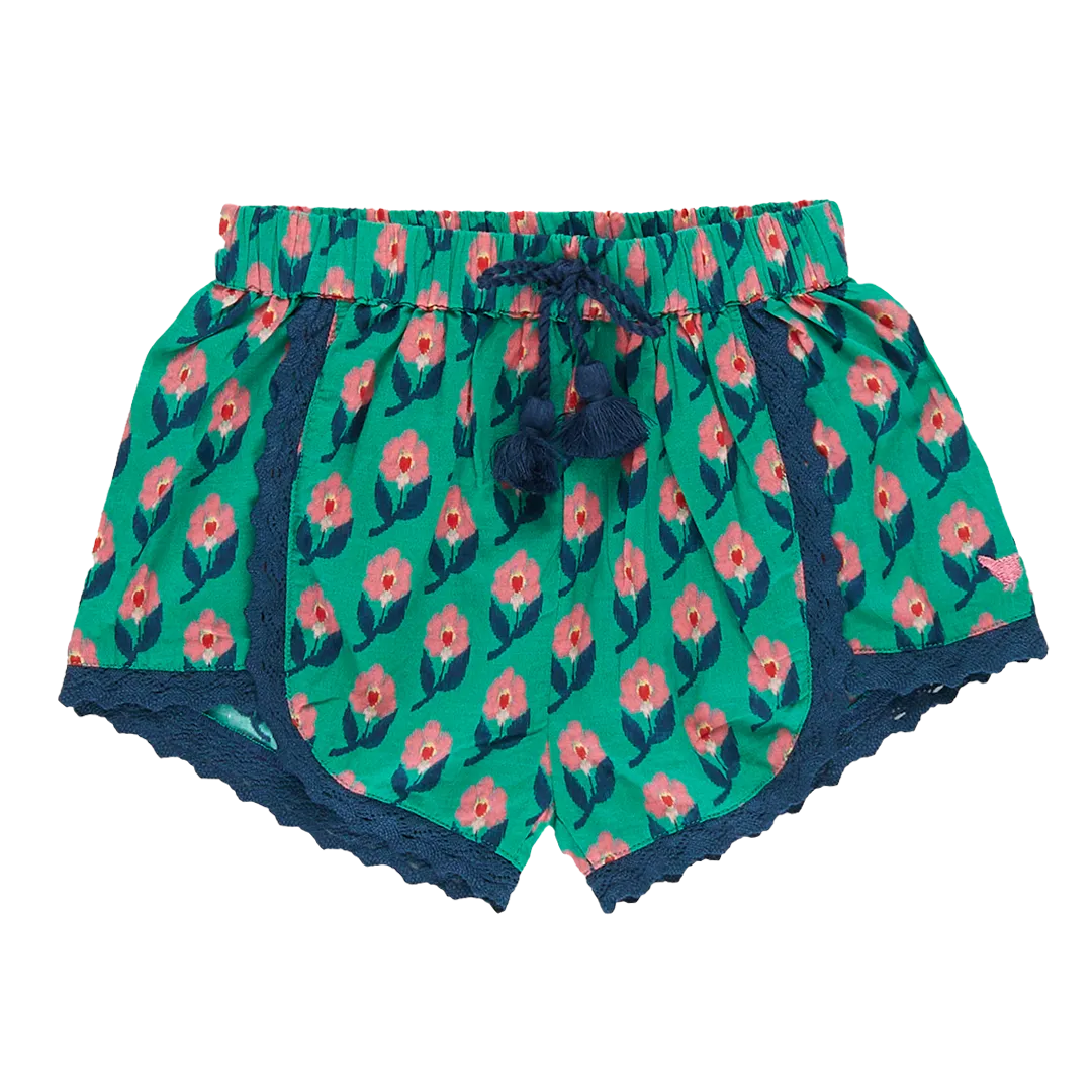 Girls Millie Short - Green Ikat Floral