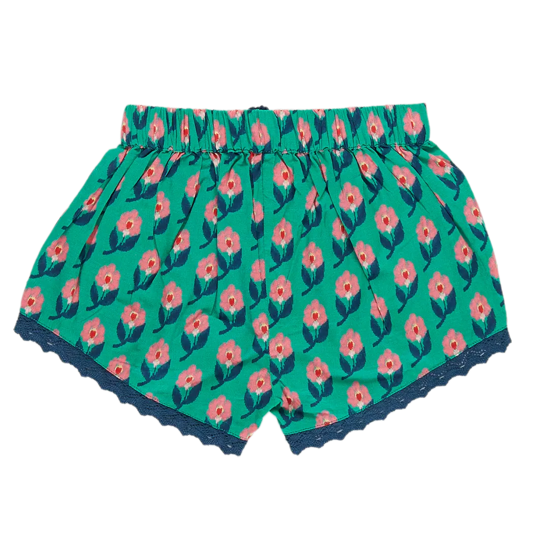 Girls Millie Short - Green Ikat Floral