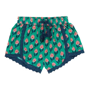 Girls Millie Short - Green Ikat Floral
