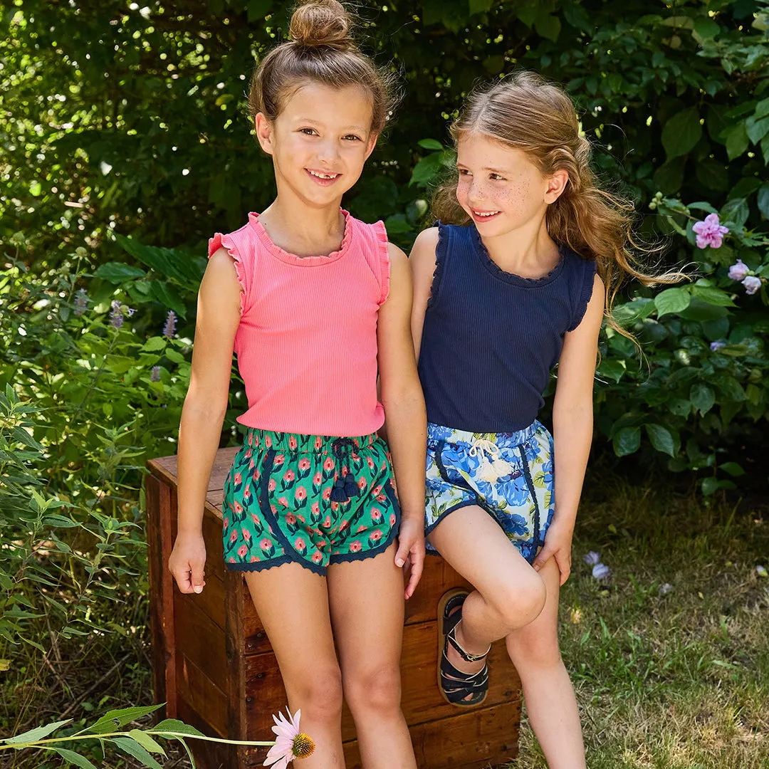 Girls Millie Short - Green Ikat Floral