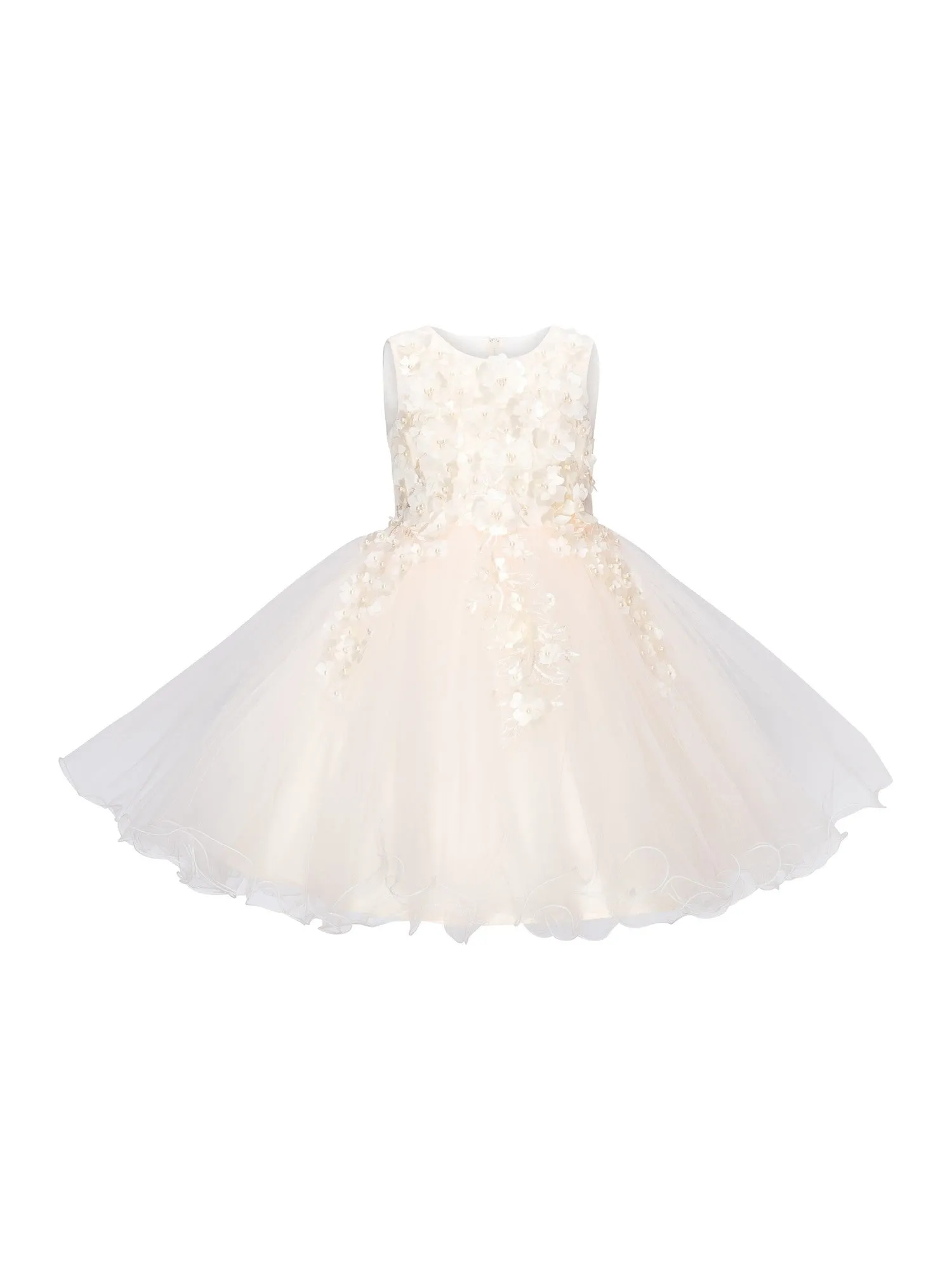 Girls Multi Color Lala & Erina 3D Flowers Adorned Tulle Flower Girl Dress 2-12