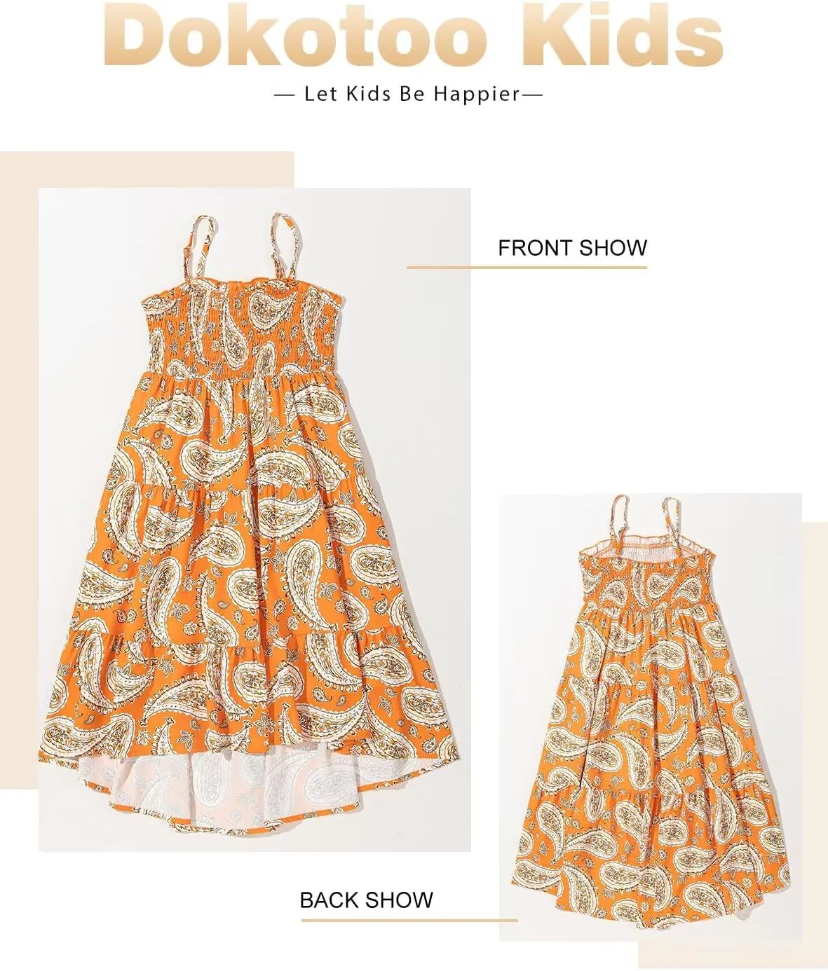 Girls Sundress Summer Boho Sleeveless Strap Smocked Tiered Dresses 6-15 Years