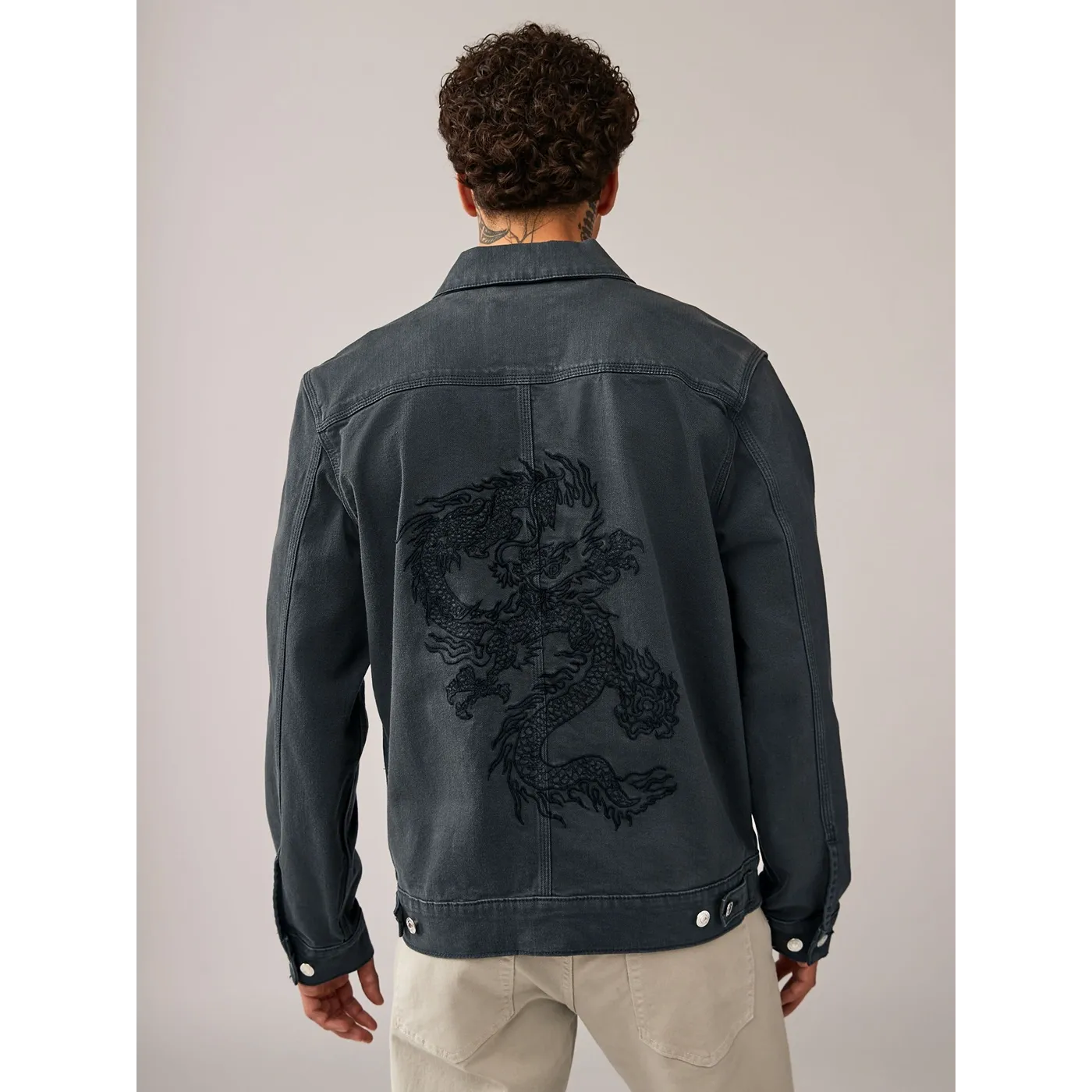 Grey Trucker Back Detailing Jacket