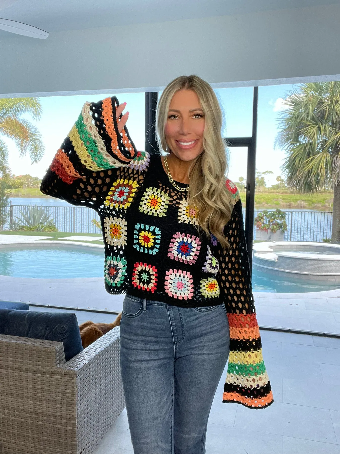 Happy Together Open Knit Boho Top