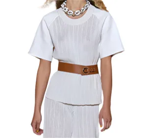 Hermès Spring/Summer 2022 Pleated Belted Short Sleeve Top